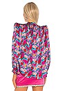 view 4 of 5 Floral Tie Neck Blouse in Light Blue