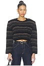 view 1 of 5 Sida Striped Pullover Sweater in Black & Chesnut Striped