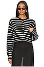 view 1 of 4 Debbie Short Cardigan in Black & White Stripe
