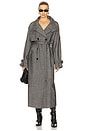 view 1 of 4 Avic Long Coat in Herringbone Black & Grey