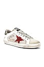 view 1 of 2 Superstar Sneaker in White & Silver Mesh & Red Star