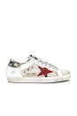 view 2 of 2 Superstar Sneaker in White & Silver Mesh & Red Star