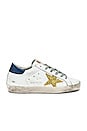 view 1 of 6 Superstar Sneaker in White, Navy & Gold Glitter
