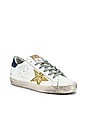 view 2 of 6 Superstar Sneaker in White, Navy & Gold Glitter