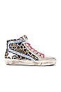 view 1 of 6 SNEAKERS SLIDE in Animalier, Silver Glitter & White Star