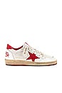 view 1 of 7 Ballstar Sneaker in White & Strawberry Red