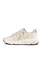 view 5 of 6 Running Sole Sneaker in White, Taupe, & Silver
