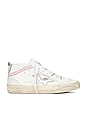 view 1 of 6 SNEAKERS MID STAR in White, Silver, & Pink