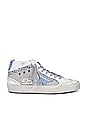 view 1 of 6 Mid Star Sneaker in White, Silver, & Blue Fog