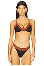 view 1 of 4 Brett Bikini Top in Black & Cognac
