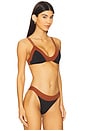 view 2 of 4 Brett Bikini Top in Black & Cognac