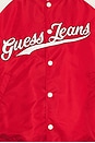 view 3 of 4 Raglan Patch Bomber Jacket in Rugby Red