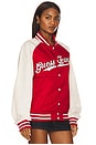 view 2 of 4 Raglan Patch Bomber Jacket in Rugby Red