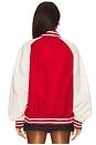 view 3 of 4 Raglan Patch Bomber Jacket in Rugby Red