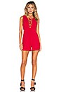 view 4 of 4 Lace Up Romper in Red