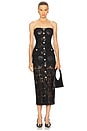 view 1 of 4 Misha Faux Leather Guipure Midi Dress in Black