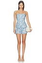 view 5 of 6 Carmine Floral Linen Shorts in Heritage Toile Blue & White