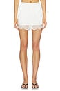 view 1 of 6 Lana Lace Combo Hammered Satin Shorts in White