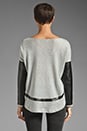 view 2 of 4 Bobo Metallic Leather Sleeve Combo Sweater in Silver/Black in Sliver & Black