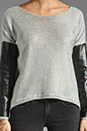 view 3 of 4 Bobo Metallic Leather Sleeve Combo Sweater in Silver/Black in Sliver & Black