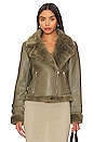 view 2 of 5 Dion Faux Fur Moto Jacket in Olive