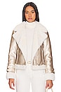 view 1 of 5 Dion Faux Fur Moto Jacket in Pale Gold & White