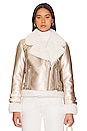 view 2 of 5 Dion Faux Fur Moto Jacket in Pale Gold & White