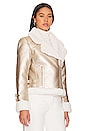 view 3 of 5 Dion Faux Fur Moto Jacket in Pale Gold & White