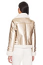 view 4 of 5 Dion Faux Fur Moto Jacket in Pale Gold & White