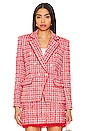 view 1 of 6 Eliza Tweed Blazer in Red & White