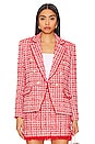view 2 of 6 Eliza Tweed Blazer in Red & White