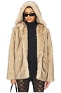 view 1 of 5 Della Faux Fur Hood Jacket in Brown & Black