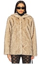 view 2 of 5 Della Faux Fur Hood Jacket in Brown & Black