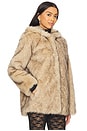 view 3 of 5 Della Faux Fur Hood Jacket in Brown & Black