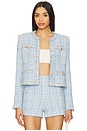 view 2 of 6 Betsy Buttoned Tweed Blazer in Sky Blue Multi