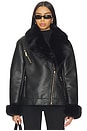 view 1 of 4 Walt Faux Fur Shearling Moto Jacket in Black