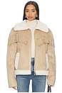 view 1 of 5 Inez Vegan Faux Shearling Jacket in Taupe & White