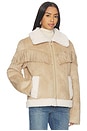 view 3 of 5 Inez Vegan Faux Shearling Jacket in Taupe & White