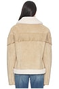 view 4 of 5 Inez Vegan Faux Shearling Jacket in Taupe & White