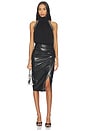 view 5 of 6 Regina Studded Vegan Leather Skirt in Black