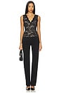 view 4 of 4 Leila Stretch Lace Top in Black & Beige