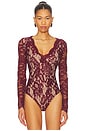 view 2 of 5 Alessia Lace Bodysuit in Cabernet & Beige