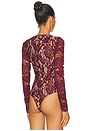 view 4 of 5 Alessia Lace Bodysuit in Cabernet & Beige