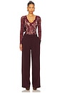 view 5 of 5 Alessia Lace Bodysuit in Cabernet & Beige