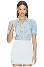 view 1 of 4 Mina Lace Shirt in Dusty Blue
