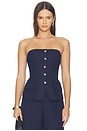 view 1 of 4 Quinn Linen Bustier in French Navy