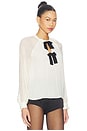 view 2 of 4 Aurelia Bow Blouse in Creme Brulee & Black