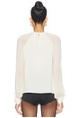 view 4 of 4 Aurelia Bow Blouse in Creme Brulee & Black