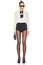 view 5 of 4 Aurelia Bow Blouse in Creme Brulee & Black