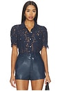 view 1 of 5 Mikaelle Lace Shirt in Peacock
